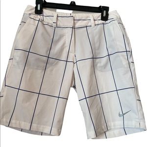Women’s Nike White and Blue Dri Fit Golf Shorts